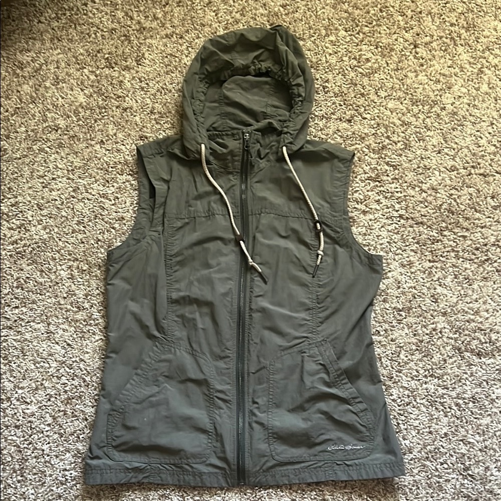 Eddie Bauer Forest Green Hooded Vest